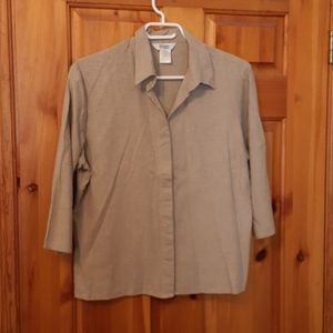 Tan linen button down blouse